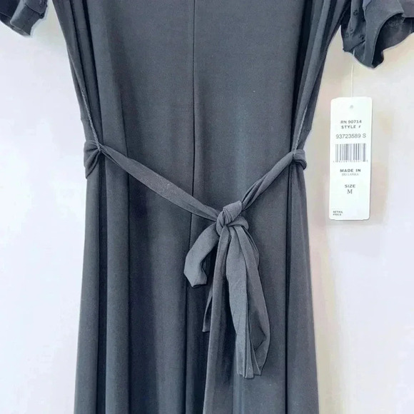 MSK Puff-Sleeve Belted Midi Dress Size M - Picture 4 of 13